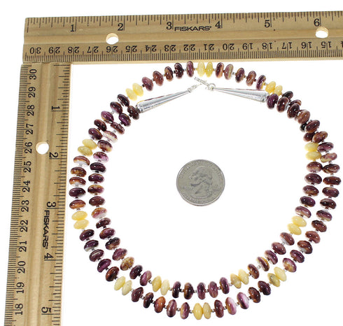 Purple Oyster Shell Pineapple Jasper Sterling Silver Navajo Bead Necklace RX98070